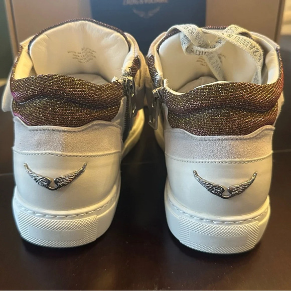 NIB Zadig & Voltaire ✨Mid Flash Sparkle Gold Size 38 Multicolor US 7 - Picture 6 of 12